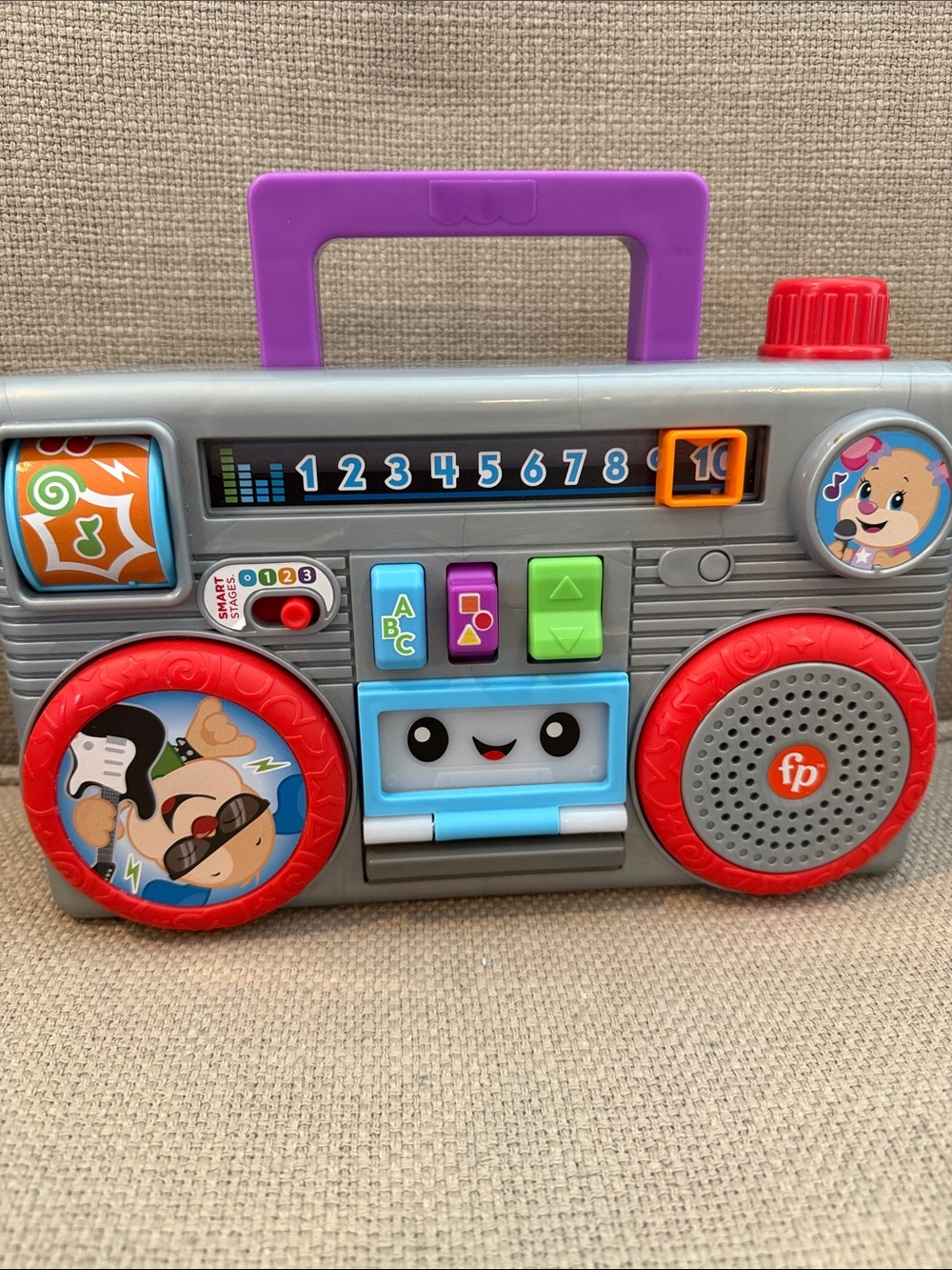 Fisher-Price Gray Laugh and Learn Musical Boombox Baby Toy